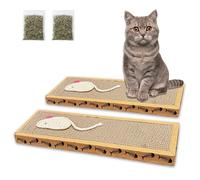 ADEPTNA 2 Pack Cat Scratch Boards Pad with Catnip Reversible Cardboard Cat Scratcher for Indoor Cats & Kittens Durable Long-Lasting Scratching Pads Protects Furniture Encourages Healthy Play