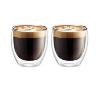 ADEPTNA 2 Pack Double Wall Coffee Mugs - Clear Insulated Thermo Glass - Gift for Christmas & Any Occasion - Ideal for Hot & Cold Drinks, BPA-Free Glass Cups (250ML (Pack of 2))