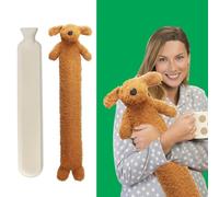 ADEPTNA 2L Extra Long Hot Water Bottle with Sherpa Animal Character with Soft Plush Faux Fur Cover - Giant Size Ideal for Full Body (Brown)