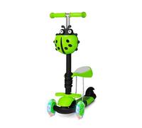 ADEPTNA 3-in-1 Kids Scooter with Removable Seat Adjustable Handlebar, LED Flashing Wheels, & Anti-Slip Pedal Lean-to-Steer Kick Scooter Toddlers Girls Ages 2-11 Years Sturdy 3-Wheel Design (GREEN)