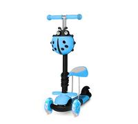 ADEPTNA 3-in-1 Kids Scooter with Removable Seat Adjustable Handlebar, LED Flashing Wheels, & Anti-Slip Pedal Lean-to-Steer Kick Scooter Toddlers Girls Ages 2-11 Years Sturdy 3-Wheel Design (BLUE)