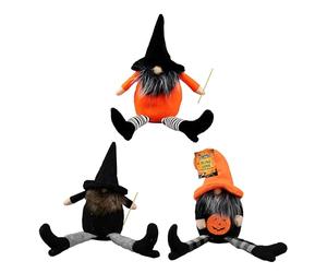 ADEPTNA 3 Pieces Halloween Gonk Plush with Hanging Legs 37cm - Halloween Ornaments with feature the traditional beard and hat Gnome Doll for Halloween Decoration