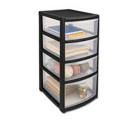 ADEPTNA 4-Tier Mini Tower Storage Drawers Clear Plastic Boxes Space-Saving Home Kitchen Office Garage Organiser Lightweight Durable Multi-Purpose Drawer Unit for Files Tools Clothes