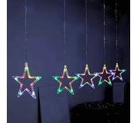 ADEPTNA 5 PCS Christmas Star Curtain Lights with Timer Automatically - 5 Stars 50 LEDs Star Curtain Lights 8 Modes Function Settings Window Door Hanging Lights for Xmas Decorations (Multi-Colour)
