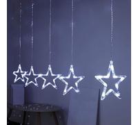 ADEPTNA 5 PCS Christmas Star Curtain Lights with Timer Automatically - 5 Stars 50 LEDs Star Curtain Lights 8 Modes Function Settings Window Door Hanging Lights for Xmas Decorations (Cool White)