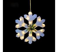 ADEPTNA 50CM Light up Hanging Snowflake Christmas Light with 20 Warm White LEDs - Home Window Xmas Festive Party Decoration