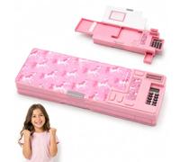 ADEPTNA Back to School Multifunction Pencil Case Calculator Sharpener | Large Capacity Hard Shell Magnetic Pencil Box with Secret Pop-Up Compartments, Timetable & Name Label