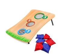 ADEPTNA Bean Bag Toss Garden Game Set Wooden Cornhole Board with 6 Bean Bags Indoor Outdoor Carnival Toss Game for Kids Portable Holiday Party Game, Summer Backyard Fun, Birthday Party Supplies