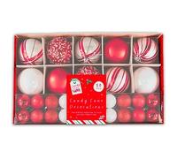 ADEPTNA Candy Cane Luxury Christmas Tree Decorations 50 Pack - Red & White Shatterproof Baubles & Candy Canes - Assorted Sizes Ornaments with Hanging Threads for Festive Xmas Tree Décor (CANDY CANE)