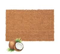 ADEPTNA Coir Door Mat Heavy Duty Natural Coconut Fiber Entrance Door Mat 60x40cm Non Slip Rubber Back Indoor Outdoor Doormat Pet Friendly Dirt Trap Weather Resistant Eco Friendly (Plain)