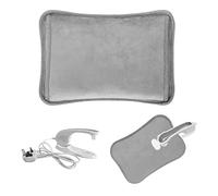 ADEPTNA Comfy Rechargeable Electric Hot Water Bottle with Hand Warmer Pouch - Easy Plug-in with Overheat Protection and Energy Efficiency (Grey)