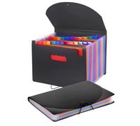ADEPTNA Durable Expanding Box File A4 Paper Folder Case - Document Organiser Wallet Pocket - Perfect for Home School Office Use (24 Pockets)
