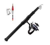 ADEPTNA Extendable Fishing Rod with Float & Hooks - 160cm Telescopic Rod for Beginners and Professionals, Ideal for Freshwater and Saltwater Fishing