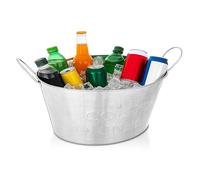 ADEPTNA Galvanised Steel Party Picnic BBQ Cooler Tub Beverage Drink Tub Beer Bucket Organiser with Carry Handles