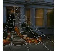 ADEPTNA Halloween Giant Outdoor Spider Web 7M x 5.5M - Huge Scary Rope Web Decoration with Stakes & Hook - Yard, Garden & Outdoor Halloween Decorations for Haunted House & Trick or Treat