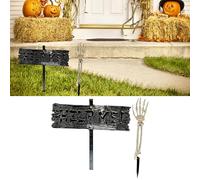 ADEPTNA Halloween Yard Sign Decoration with Skeleton Hand Stake - Spooky Help Me! Graveyard Outdoor Prop for Halloween Parties, Haunted Houses, Lawn, Garden, and Front Porch Decor-Weather-Resistant