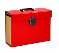 ADEPTNA Highly Durable 19 Pocket Expanding Box File Organiser A4 Paper Folder Case - Perfect for Home School Office Use (RED)