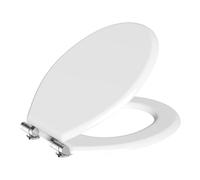 ADEPTNA Luxury Durable 18" Toilet Seat - Adjustable to Fit Most Toilets, Oval Seat Hinges and Parts Bathroom Wooden MDF Toilet Seat - Easy to Clean and Install (White)