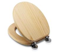 ADEPTNA Luxury Durable 18" Toilet Seat - Adjustable to Fit Most Toilets, Oval Seat Hinges and Parts Bathroom Wooden MDF Toilet Seat - Easy to Clean and Install (Pine Effect)