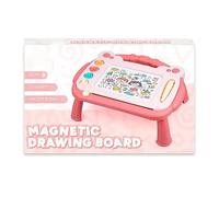 ADEPTNA Magnetic Drawing Board with Detachable Legs for Kids - 4 Colour Doodle Pad with Wipe Clean Slide Eraser, Carrot Shaped Pen & 4 Stamps - Eco-Friendly Reusable Sketch Board Toy (Pink)