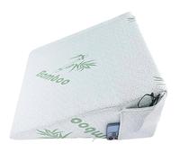 ADEPTNA Memory Foam Wedge Pillow with Bamboo Cover & Side Pocket - Orthopaedic Support for Neck, Shoulder & Back Pain - Helps Reduce Snoring, Acid Reflux & Sinus Pressure - Stay Cool & Antibacterial