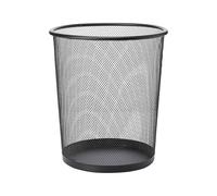 ADEPTNA Mesh Trash Can Durable Black Metal Waste Bin Sturdy Paper Bin Stylish Round Garbage Basket for Home, Office, Bedroom, Bathroom, Kitchen Non-Slip Sl esign