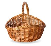 ADEPTNA Oval Wicker Shopping Basket with High Handle - Handmade Eco-Friendly Storage Basket for Home, Picnic & Gift Hampers - Durable Traditional Woven Basket (MEDIUM)