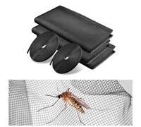 ADEPTNA Pack of 3 Window Super Fine Fly Mesh Screen Mosquito Bug Insect Net Moth Door Netting Cover with Adhesive Tape Included - Lets Fresh Air in - Keeps Bugs Out (Black)