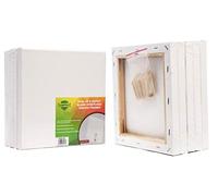 ADEPTNA Pack of 5 Artist Blank Stretched Canvas Frames - 100% Cotton Artist Quality Acid Free Triple Primed Gesso Stretched Canvas Frames with 40 Tightening Keys (20CM X 20CM)