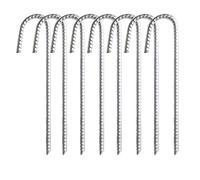 ADEPTNA Pack of 8 Anti-Rust Galvanised Heavy Duty Steel Ground Stakes 30cm Tent Pegs Solid Steel Rebar for Reliable and Long Use - Landscape Pins for Fence Trampoline Camping