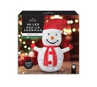 ADEPTNA Pop-Up 40 LED Snowman 2.3FT Tall - Light-Up Christmas Decoration - Bright White LEDs - Battery Operated with Timer - Festive Tinsel Ornament(Snowman)