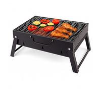 ADEPTNA Portable Folding Charcoal BBQ Grill Compact Tabletop Barbecue with Foldable Legs for Camping, Garden, Travel, Picnic & Outdoor Cooking - Durable Iron Construction with Spacious Cooking Surface