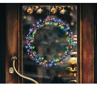 ADEPTNA Premium Christmas Decoration Wreath With 100 LED String Lights Front Door Wall Xmas Wreath 30cm Hanging Garland Festival Decorations