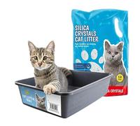 ADEPTNA Premium Silica Crystal Cat Litter with Durable Cat Litter Tray Odour Control High Absorbency Low Tracking 3.8L Biodegradable Dust Free Minimise Spillages Suitable for Cats & Kittens