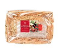ADEPTNA Premium Traditional Gift Hamper Kit 30cm - Create Your Own Festive Present - Includes Wicker Basket, Cellophane Wrap, Ribbon & Wood Shred - Ideal for Christmas, Birthdays & Any Occasion