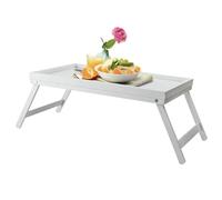 ADEPTNA Real Bamboo Wooden Folding Breakfast Tray with Folding Legs Breakfast lunch dinner Serving Lap Tray Table Mate (WHITE)