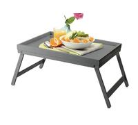 ADEPTNA Real Bamboo Wooden Folding Breakfast Tray with Folding Legs Breakfast lunch dinner Serving Lap Tray Table Mate (GREY)