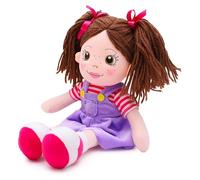 ADEPTNA Soft 35cm Plush Rag doll Pinafore Dress - Kids Princess Plush Toy Doll - Adorable Ragdoll is the Perfect Companion for your Little One - Age 18m + (PURPLE)