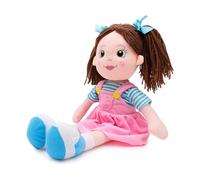 ADEPTNA Soft 35cm Plush Rag doll Pinafore Dress - Kids Princess Plush Toy Doll - Adorable Ragdoll is the Perfect Companion for your Little One - Age 18m + (PINK)
