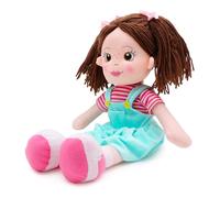 ADEPTNA Soft Large 45cm Plush Rag doll Pinafore Dress - Kids Princess Plush Toy Doll - Adorable Ragdoll is the Perfect Companion for your Little One - Age 18m + (BLUE)