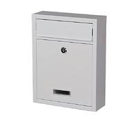 ADEPTNA Wall Mounted Lockable Letter Mail Post Box - Made from Heavy Duty Waterproof Steel Plated Body - Easy to Install Large Letter Post Mail (WHITE)