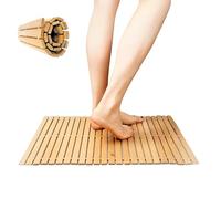 ADEPTNA Wooden Duck Board Bath Mat Acacia Wood Non-Slip - Luxury Rectangular Slatted Design for Bathroom, Shower, Spa, Sauna - 60cm x 40cm Waterproof Floor Decor