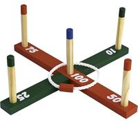 ADEPTNA Wooden Garden Quoits Ring Toss Game - Indoor Outdoor Family Fun - Classic Traditional Rope Hoopla Set for Kids & Adults - Perfect for BBQ, Parties, Picnics, & Lawn Games
