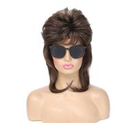 Adequate Mullet Wig for Women Joe Dirt Emo Wig 80s 90s Costumes Fancy Party Accessory Cosplay Halloween Medium Brown