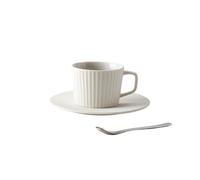 ADERFETBI Coffee Mug Pure White Vertical Stripe Coffee Cup Set Café Latte Art Mug Restaurant Tea Service Tableware Breakfast Milk Cups