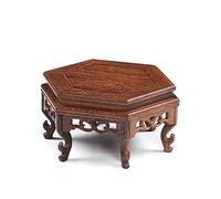 ADERFETBI Pcs Plants Saucers Mahogany Base Solid Wood Carving Hexagonal Decoration Purple Sand Pot Vase Strange Stone Buddha Statue Bonsai Plant Plant Pot Saucer(5.91in)
