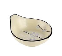 ADERFETBI Reusable Plates Japanese Style Ceramic Rice Bowl Dessert Bowl Creative Snack Bowl with Handle Seasoning Bowl Home Side Dish Plate Dinner Plate(A)