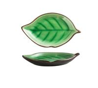 ADERFETBI Reusable Plates Leaf-Shaped Dip Dish Ceramic Snack Dish Holds Nachos, Chips, Hot Corn Dogs, Ice Cream and More Dinner Plate(F)