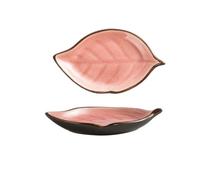 ADERFETBI Reusable Plates Leaf-Shaped Dip Dish Ceramic Snack Dish Holds Nachos, Chips, Hot Corn Dogs, Ice Cream and More Dinner Plate(B)