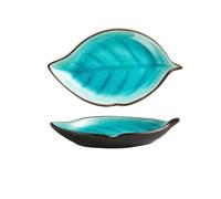 ADERFETBI Reusable Plates Leaf-Shaped Dip Dish Ceramic Snack Dish Holds Nachos, Chips, Hot Corn Dogs, Ice Cream and More Dinner Plate(C)